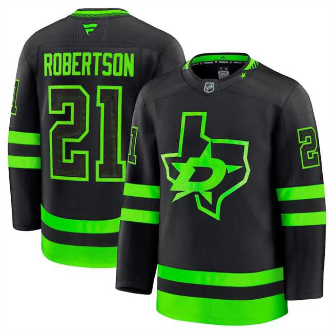 Men%27s Dallas Stars #21 Jason Robertson Black 2024-25 Alternate Stitched Hockey Jersey Dzhi